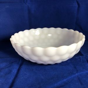 Vintage Bubble Milk Glass 8" Round Vegetable Bowl